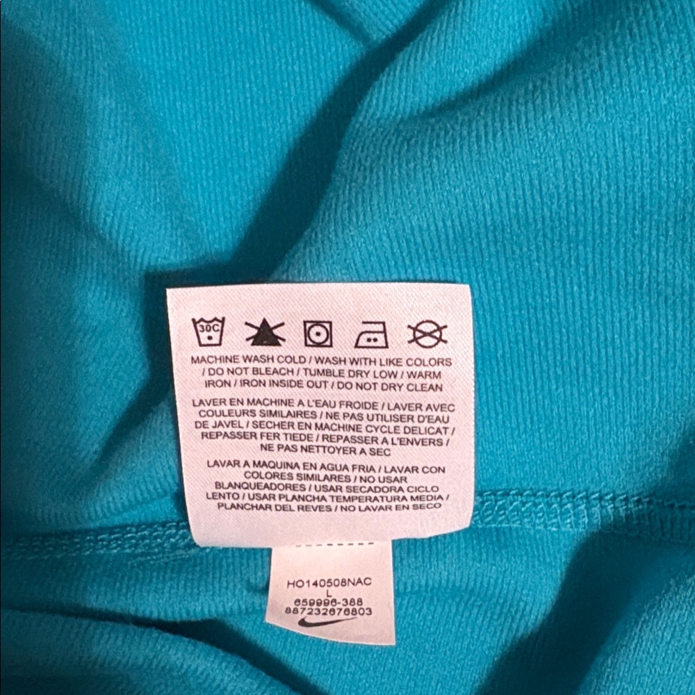 NWT Nike Dri-Fit Running funnel neck aqua sweatshirt, women’s size L. Logo. - Picture 11 of 11